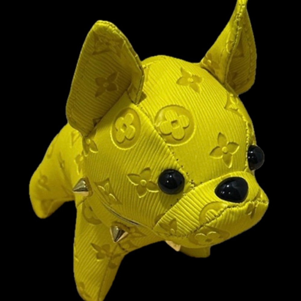 Yellow BullDog Bag Charm or Keychain with Studs, NEW, The Big Dog